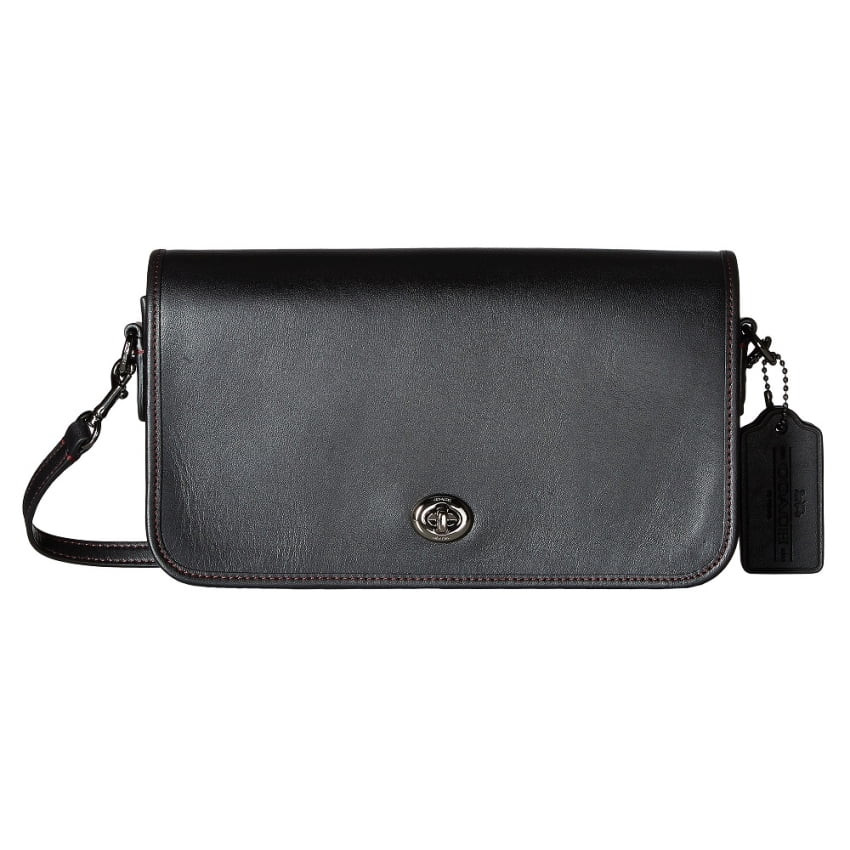 COACH Glovetanned Leather Turnlock Crossbody - Dark Black | Walmart (US)