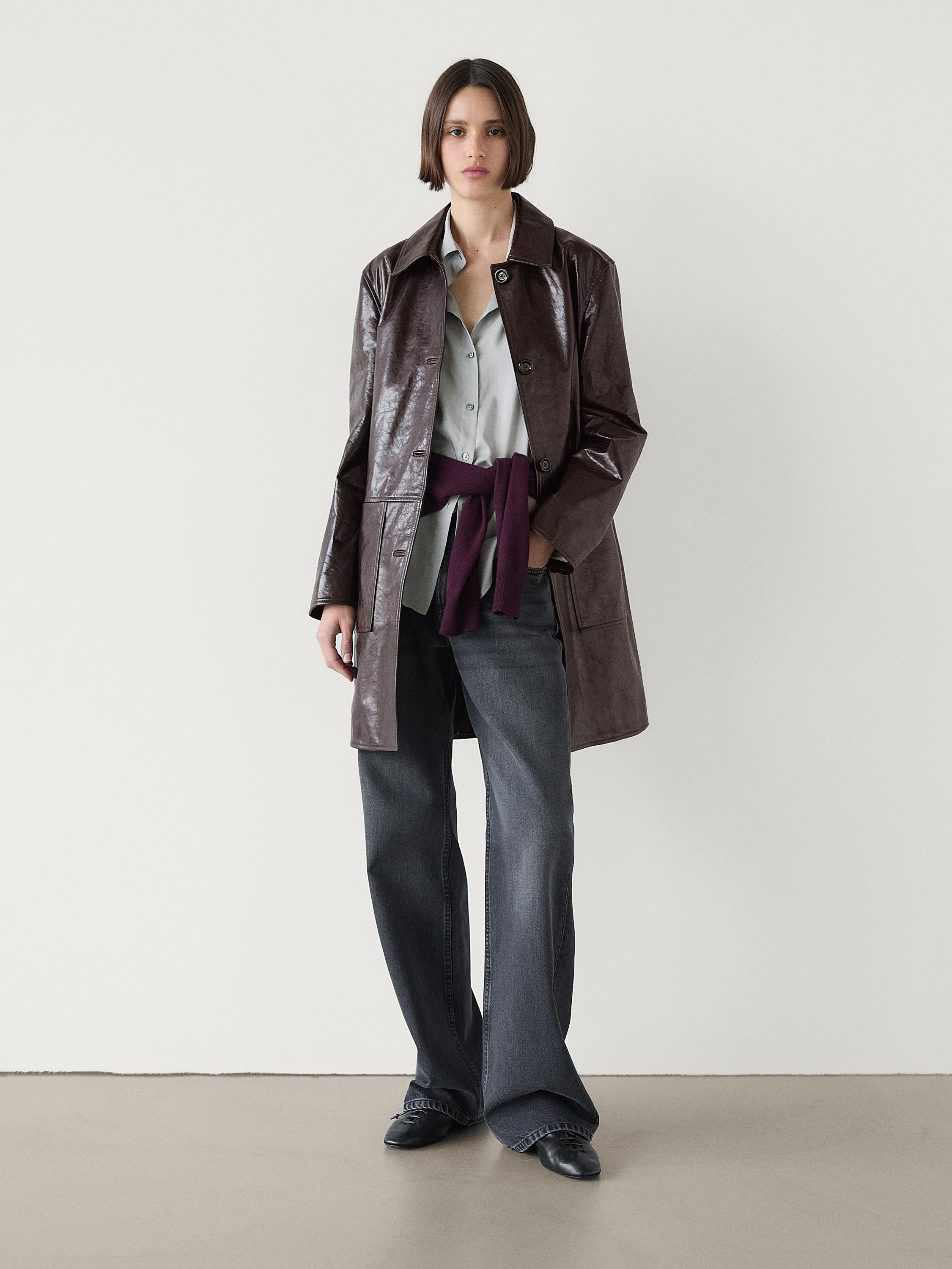 Mantel Nappaleder Knitteroptik | Massimo Dutti DE