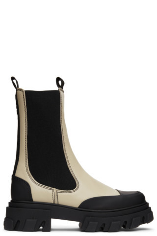 GANNI - 米色 Chunky 切尔西靴 | SSENSE