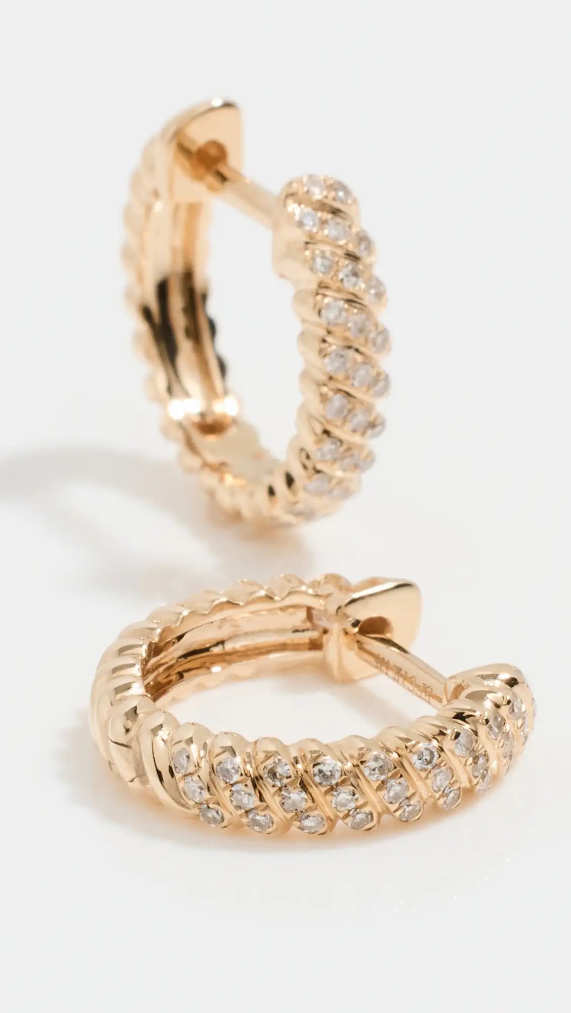 EF Collection 14k Diamond Twist Huggie Earrings | Shopbop | Shopbop