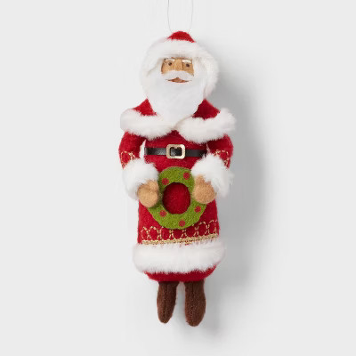 Fabric Santa Holding Wreath Christmas Tree Ornament - Wondershop™ | Target