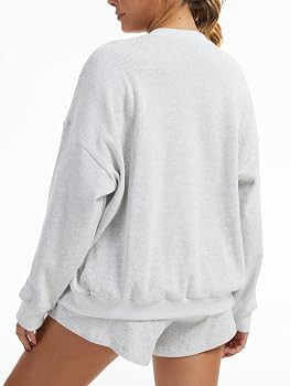 AnotherChill Women's Oversized Waffle Knit Lounge Set Long Sleeve Sweatshirt and High Waisted Sho... | Amazon (US)