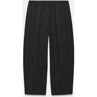 Zara - Plaid Barrel Pants - Navy Blue - Xs - Woman | Zara US