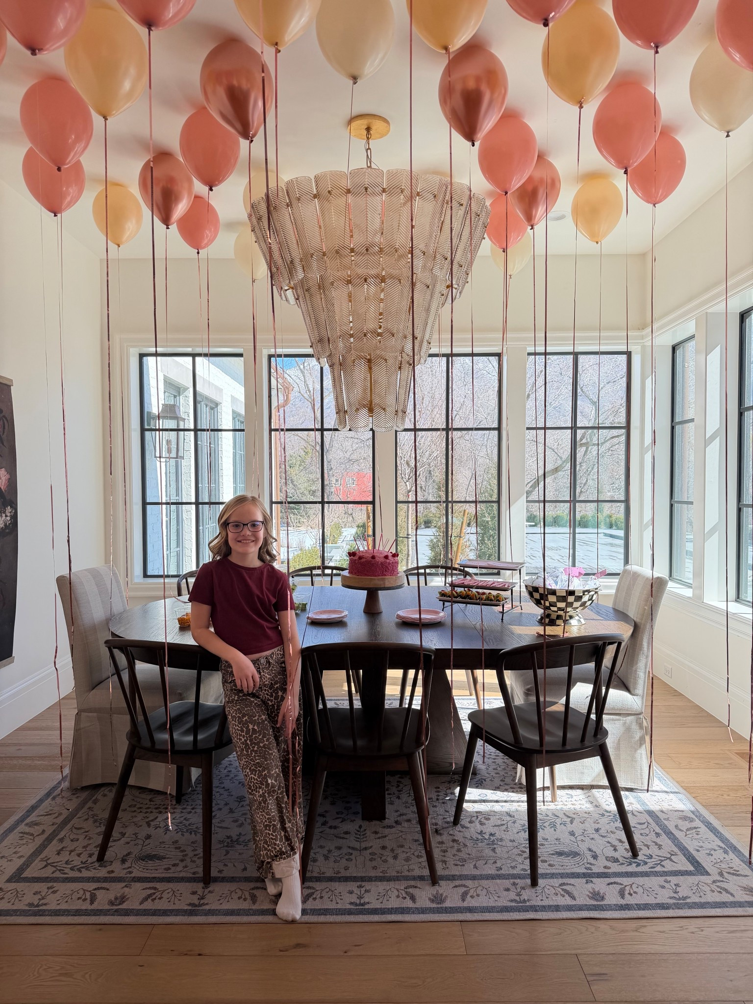 My pedestal dining table, walnut wood dining chairs, striped upholstered chairs, and giant smoked glass chandelier comes in 2 sizes. 


#LTKHome #LTKSaleAlert