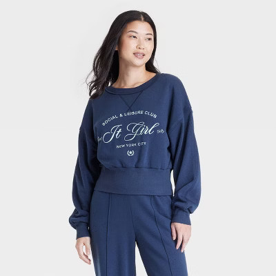 Women's It Girl Graphic Sweatshirt - Blue | Target