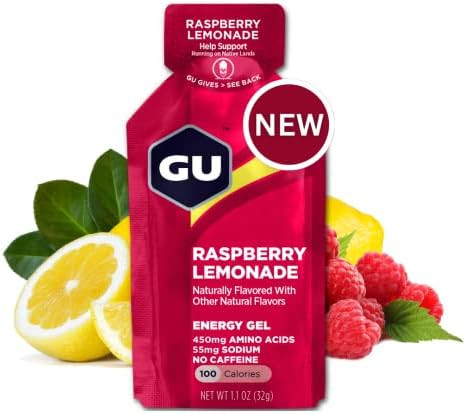 GU Energy Original Sports Nutrition Energy Gel, 8-Count, Raspberry Lemonade | Amazon (US)