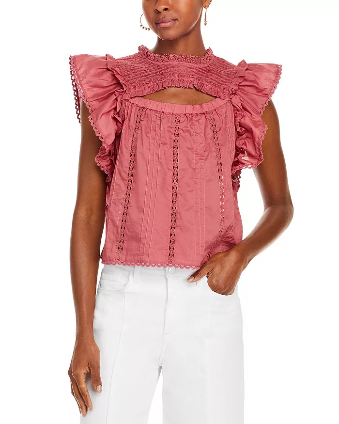 Cotton Cutout Ruffled Top | Bloomingdale's (US)