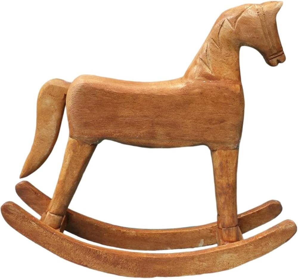 Wooden Rocking Horse Figurine Miniature Rocking Horse Ornament Rocking Horse Sculpture for Office... | Amazon (US)