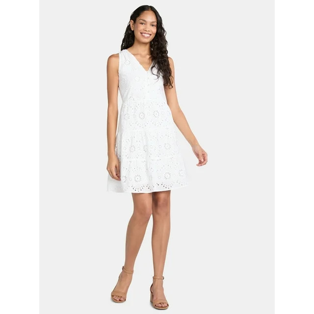 Time and Tru Women's Sleeveless Eyelet Dress, Sizes XS-XXXL | Walmart (US)
