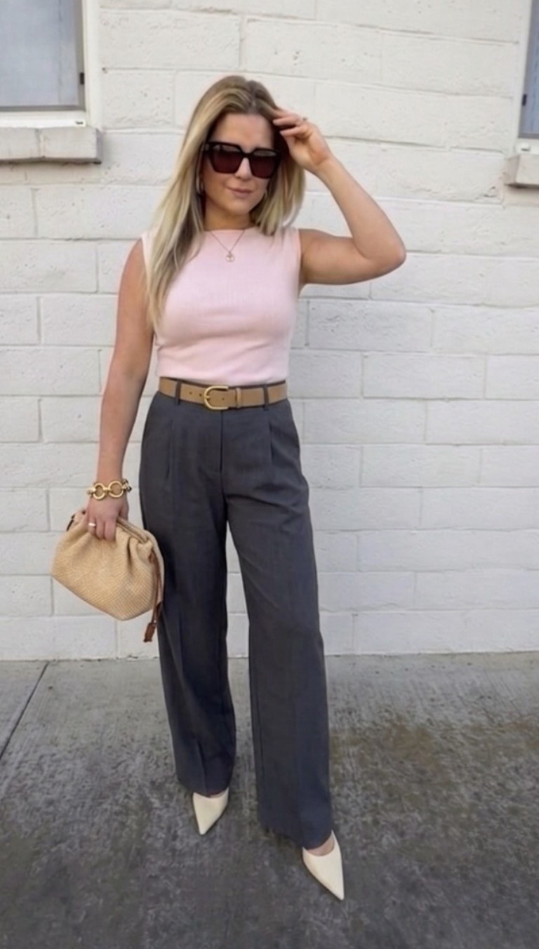 Girl, okay hear me out… you need these trousers in your life right now! 

💬 You know how we’re always complaining about finding chic workwear that doesn't feel super stiff? I literally wore this exact combo today and got stopped three times.

I paired this ultra-soft blush pink sleeveless knit top with these charcoal high-waisted wide-leg trousers, and the fit is just chef’s kiss! 🤌 Plus, adding this tan leather belt gives the best waist definition. Pop on some pointed-toe pumps and grab a woven clutch, and you look effortlessly put-together in two minutes flat. ✨

Xoxo,
Ana Randall 💗

#LTKstyletip #LTKautumn #LTKsummer