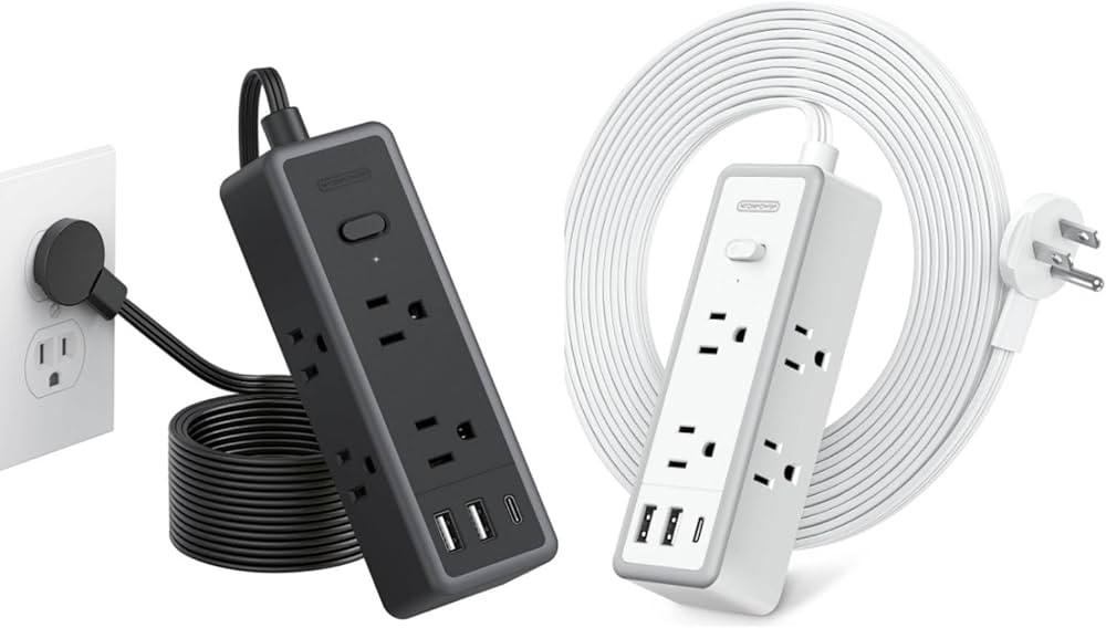 NTONPOWER Power Strips with Surge Protection, 15 ft Extension Cord Flat Wall Plug, 6 Wide AC Outl... | Amazon (US)