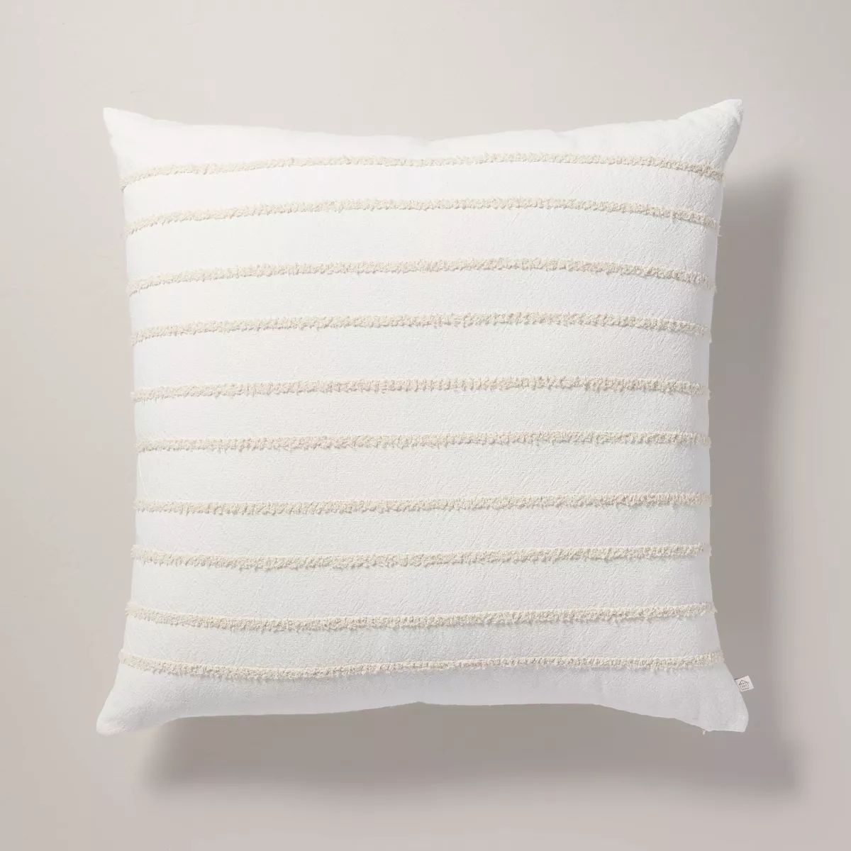 26"x26" Tufted Rib Stripe Euro Bed Pillow Cream/Natural: Cotton, Indoor, Removable Cover - Hearth... | Target
