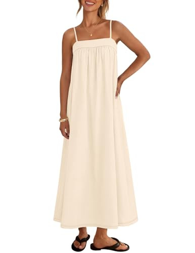 MEROKEETY Women's Summer Maxi Dress 2026 Spaghetti Strap Backless Linen Boho Sundress Casual Part... | Amazon (US)