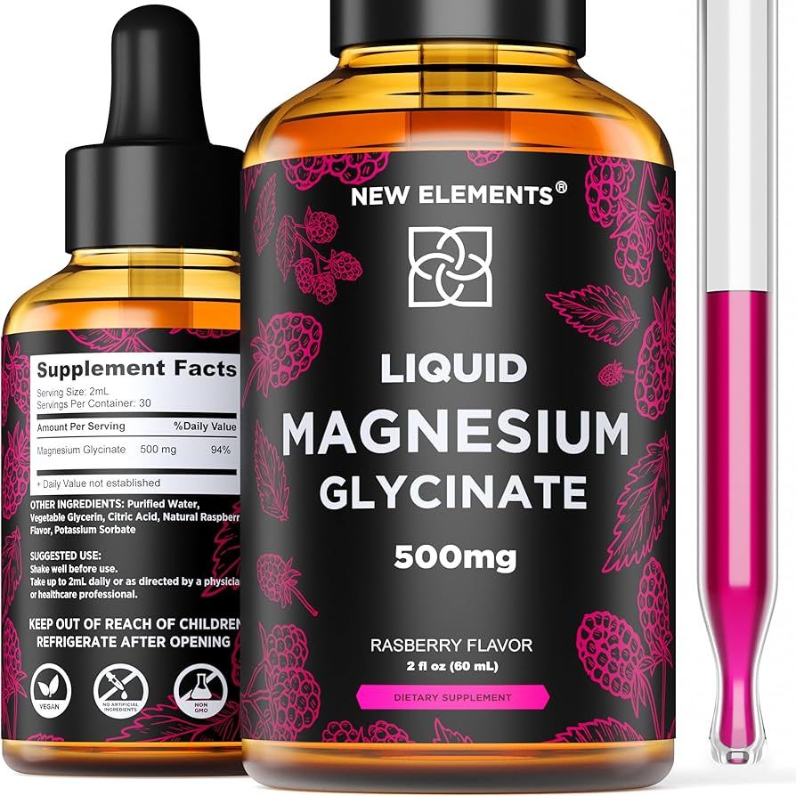 Magnesium Glycinate Supplement 500mg For Adults and Kids | Liquid Magnesium Glycinate Drops with ... | Amazon (US)