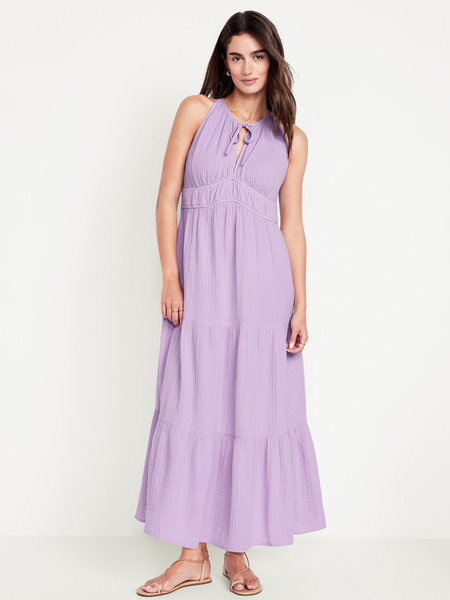 Fit & Flare Crinkle Gauze Maxi Dress | Old Navy (US)