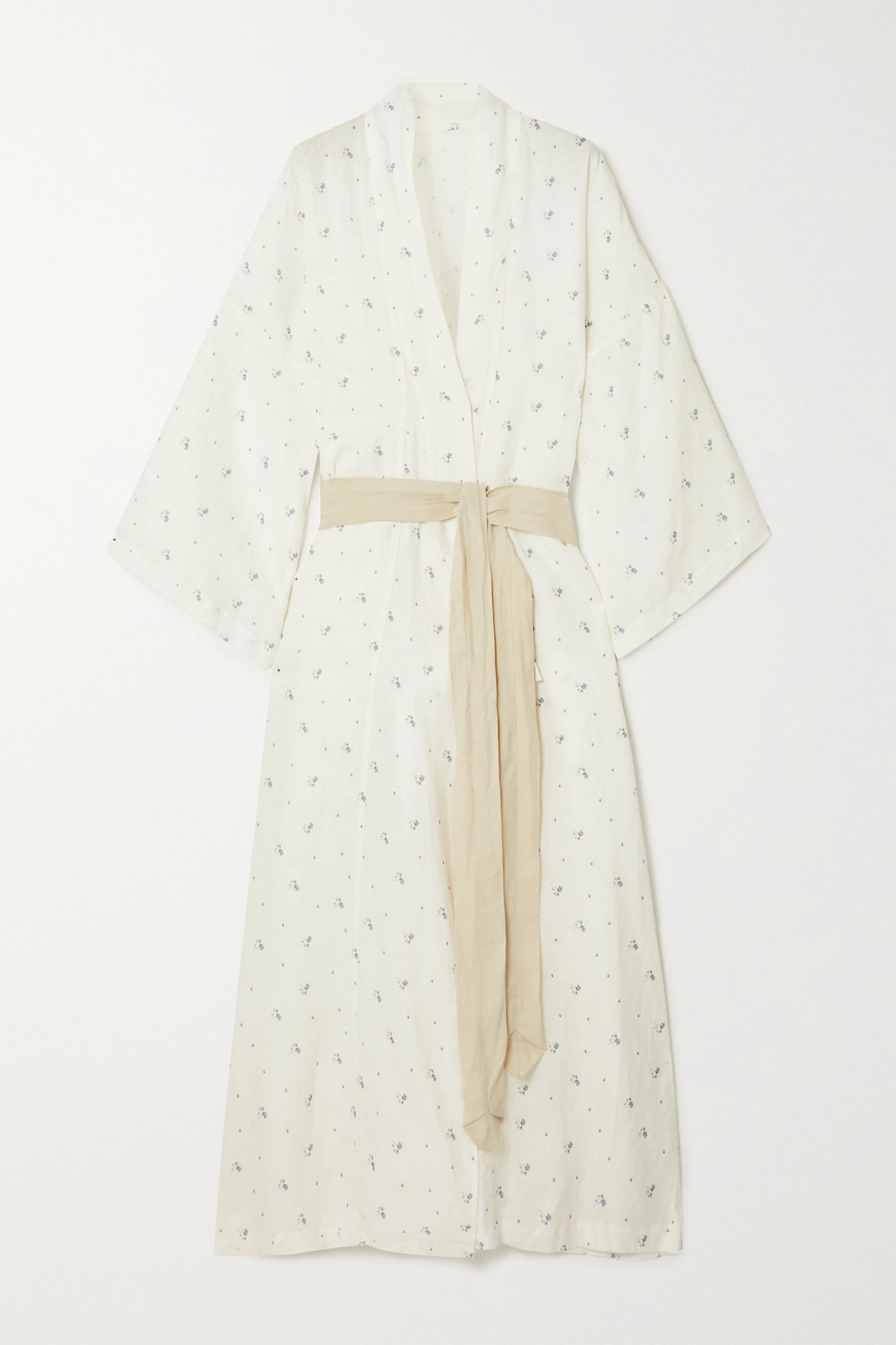White + NET SUSTAIN The 02 floral-print washed-linen robe | Deiji Studios | NET-A-PORTER | NET-A-PORTER (UK & EU)
