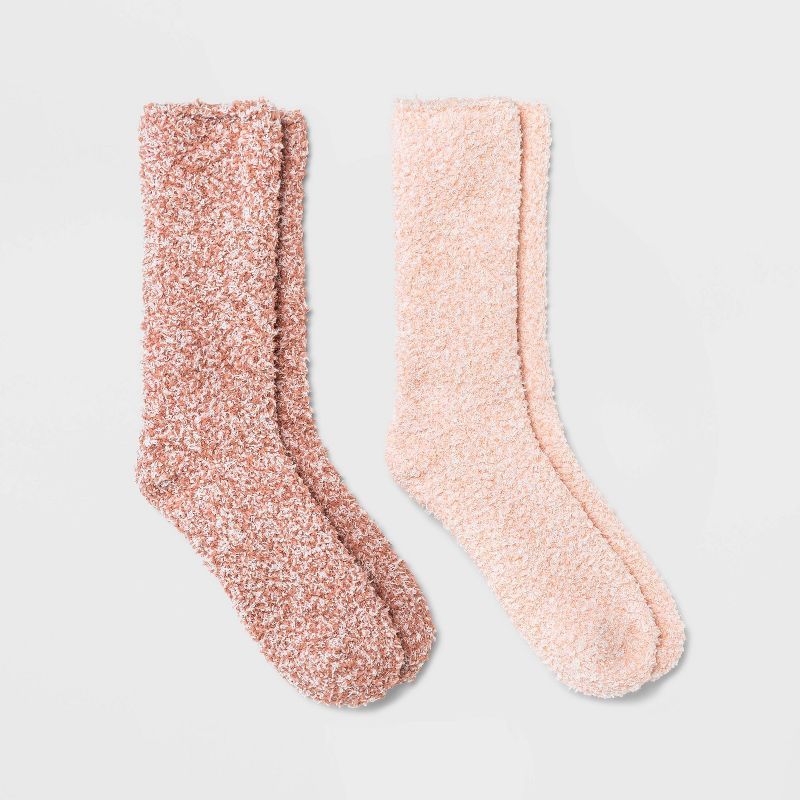 Women&#39;s Cozy Marled 2pk Crew Socks - Universal Thread&#8482; Rose/Light Pink 4-10 | Target