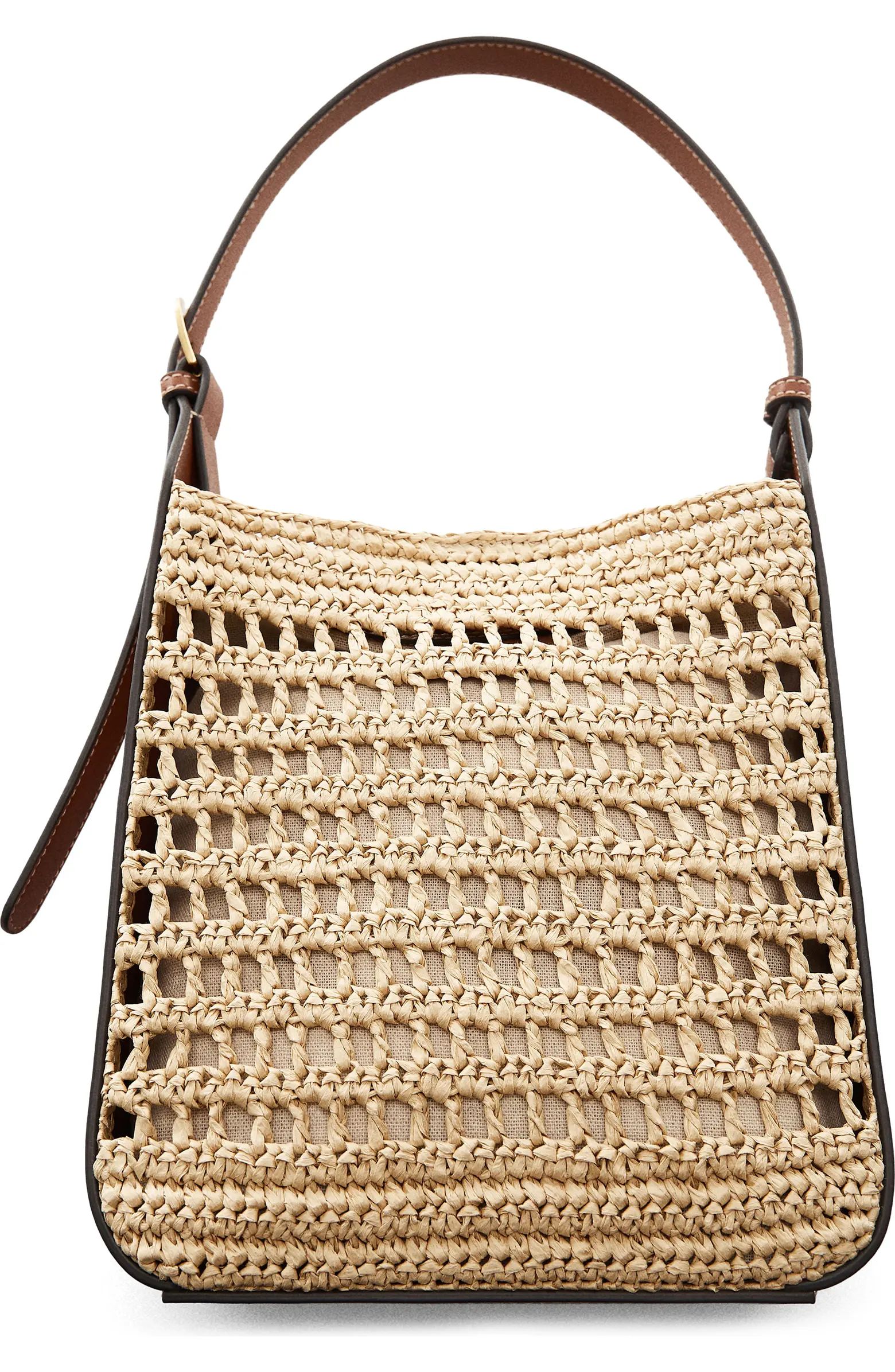 MANGO Large Valeta Crocheted Raffia Bag | Nordstrom | Nordstrom