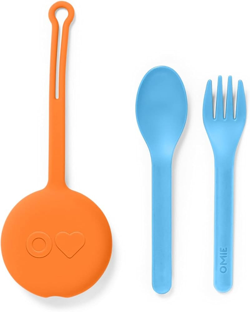 OmieBox Kids Utensils Set with Case - 2 Piece Plastic, Reusable Fork and Spoon Silverware with Po... | Amazon (US)