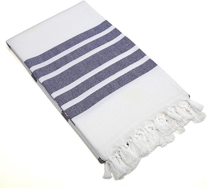 Linum Home Textiles Turkish Cotton Herringbone Pestemal, Peshtemal, Fota Beach Bath Towel | Amazon (US)