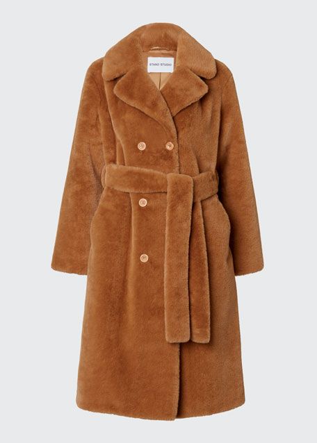 Stand Studio Faustine Faux-Fur Double-Breasted Coat | Bergdorf Goodman