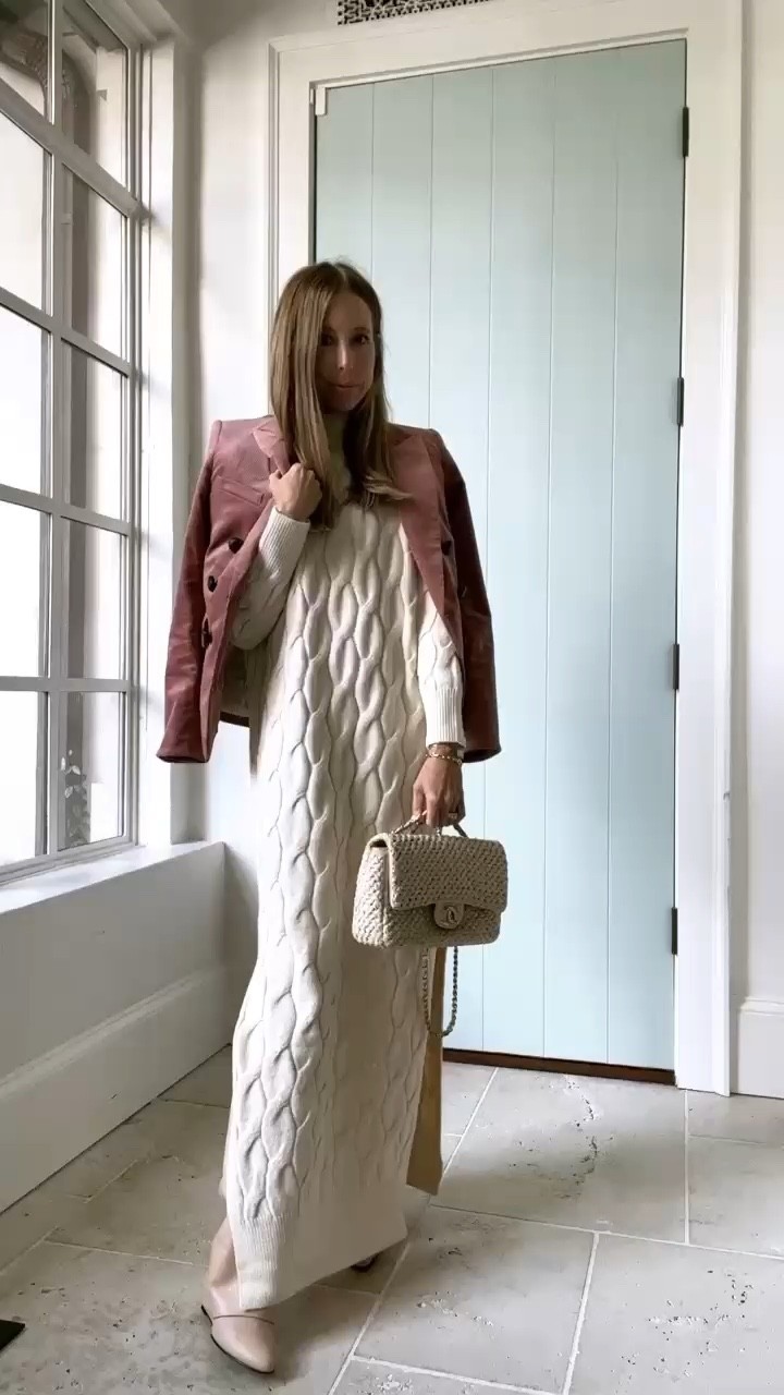 Sweater dresses and blazers for fall! Love pairing blazers sweater dresses…makes for a dressy look, and would be chic for a baby shower if you’re expecting. 

Wearing size XS in both dresses. Sized up to a M in the blue while pregnant and had my tailor adjust the neckline slightly since the bigger size meant a lower drop! 

#LTKstyletip #LTKworkwear #LTKSeasonal