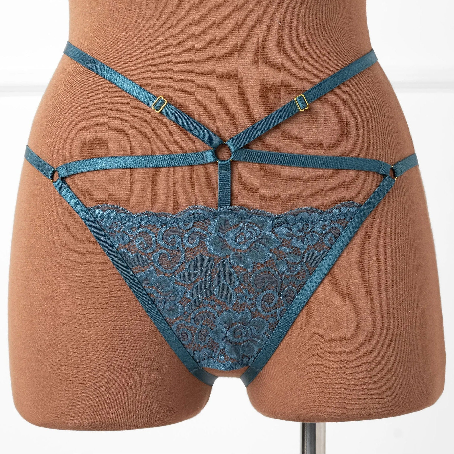 Strappy Ouvert Charm Panty - Retro Blue | Mentionables
