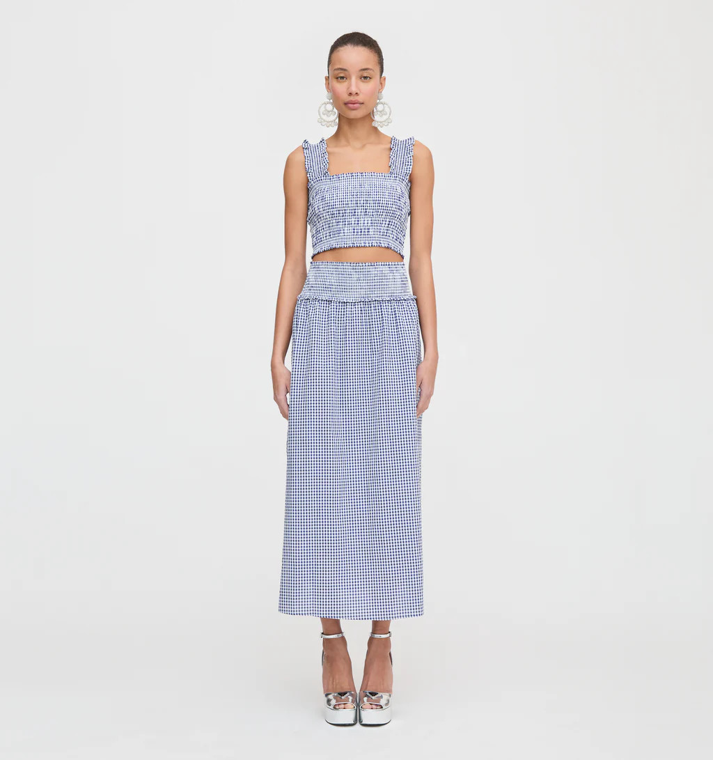 The Delphine Nap Skirt - Navy Gingham | Hill House Home US