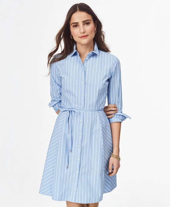 Pinstriped Cotton Poplin Shirtdress | Brooks Brothers
