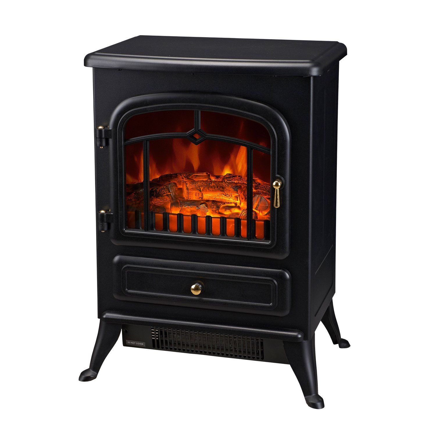 HOMCOM Freestanding Electric Fireplace Heater with Realistic Flames, 21" H, 1500W, Black | Walmart (US)