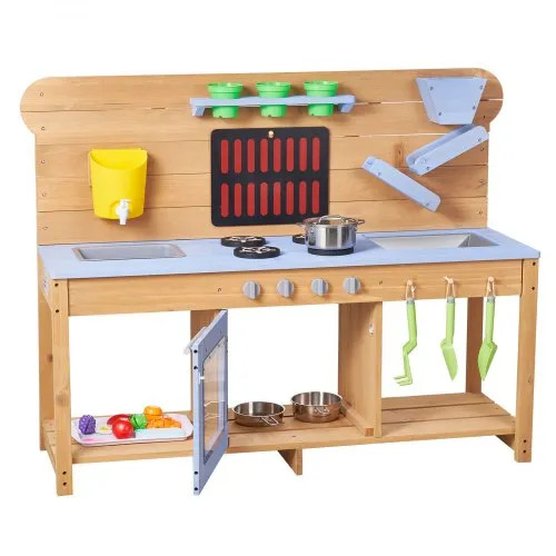 VEVOR Mud Kitchen, Outdoor Mud Kitchen for Kids, Wood Outdoor Play Kitchens with Stoves, Hooks, D... | Vevor US