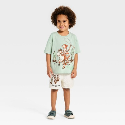 Toddler Boys' 2pc Disney Toy Story Woody Western T-Shirt & Shorts Set - Green 3T | Target