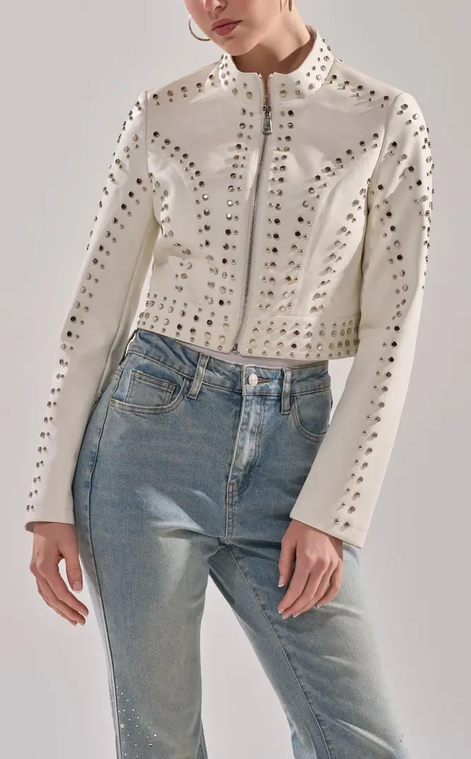 Silvina Studded Vegan Leather Jacket | Nordstrom