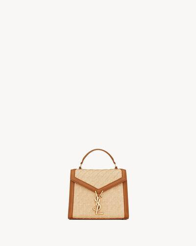 cassandra mini top handle bag in raffia and vegetable-tanned leather | Saint Laurent Inc. (Global)