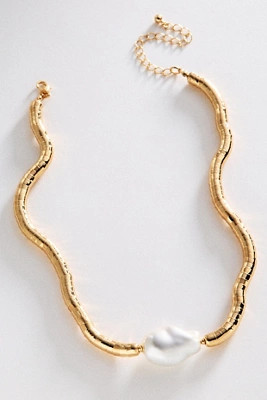 Swirled Metal Pearl Necklace | Anthropologie (US)