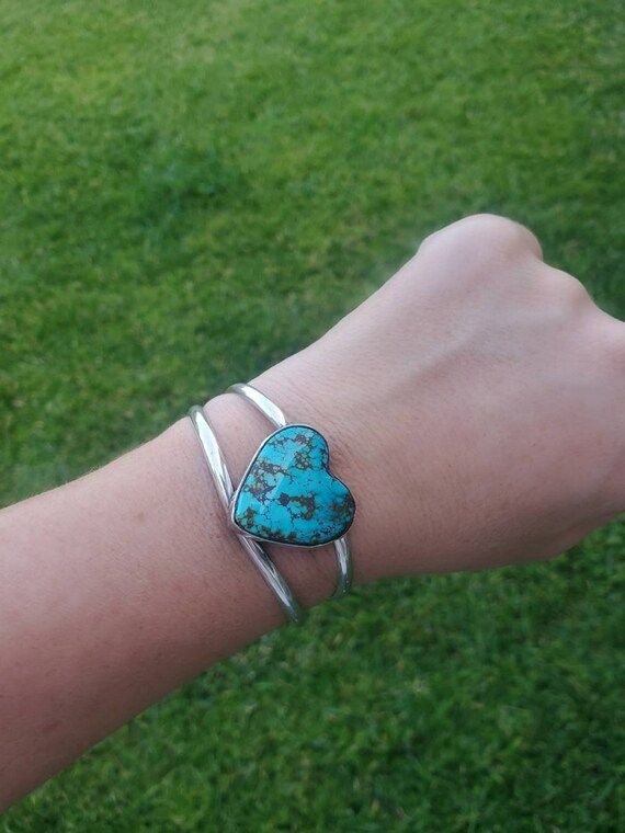 Stunning Turquoise heart cuff bracelet | Etsy | Etsy (US)