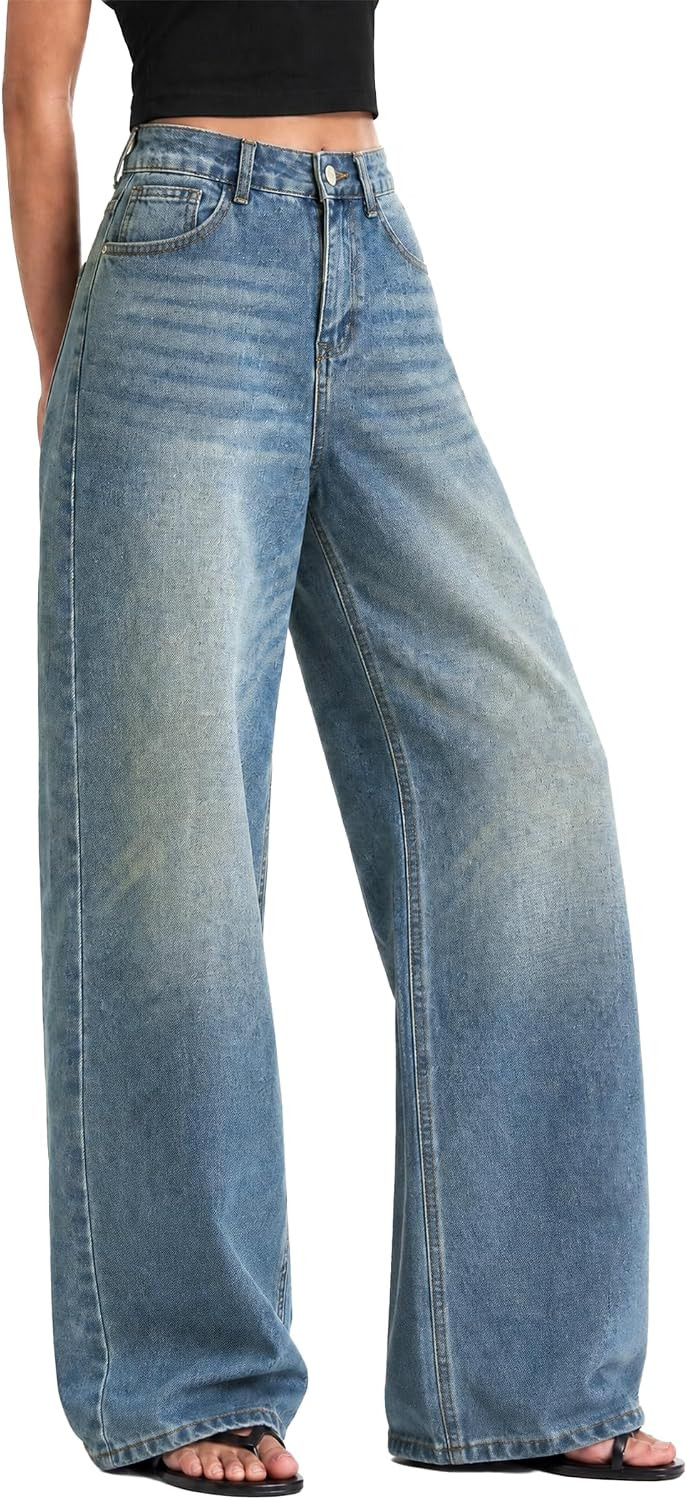 EMMIOL Baggy Jeans for Women High Waisted Womens Wide Leg Jeans Plus Size | Amazon (US)