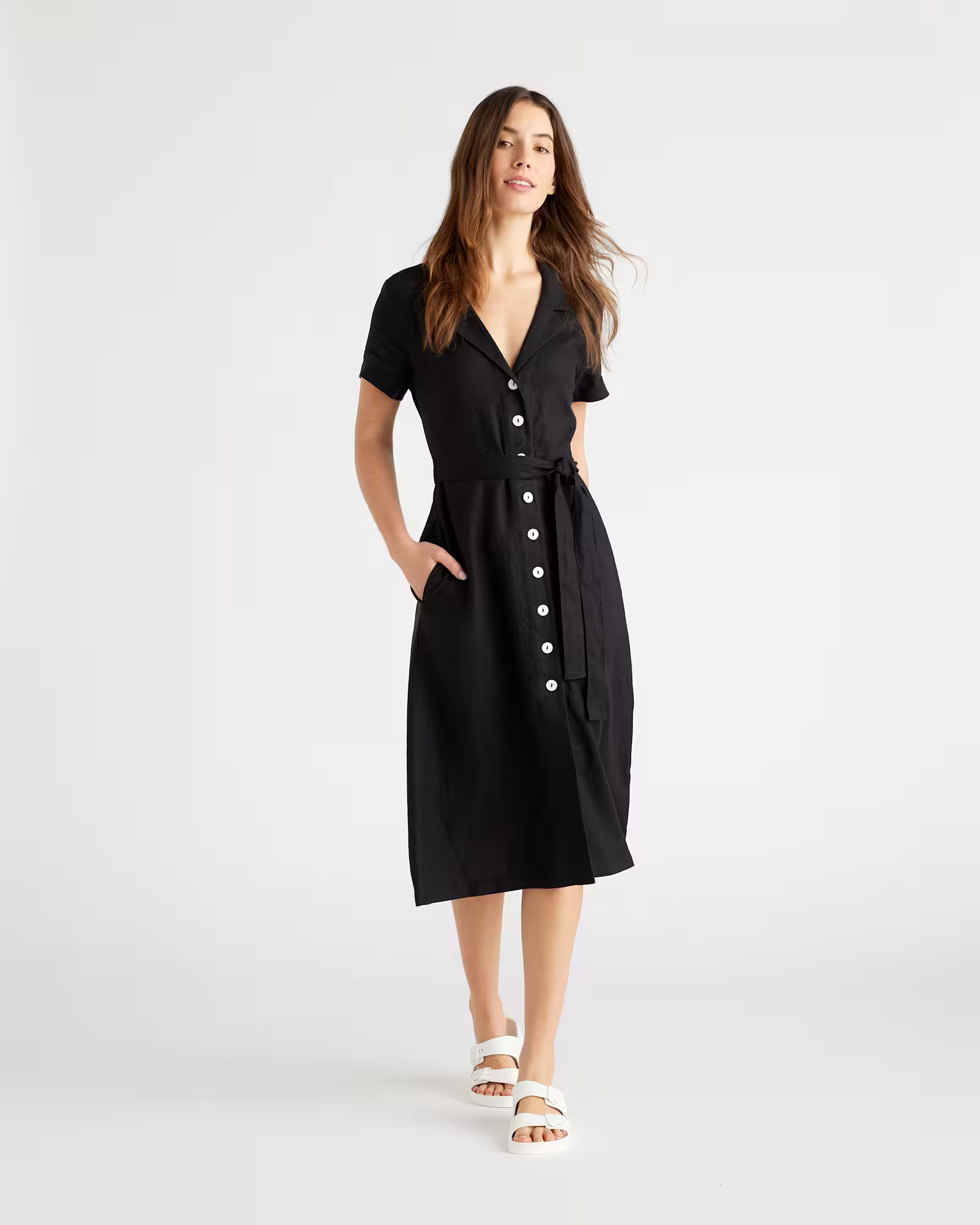 100% European Linen Button Front Dress | Quince
