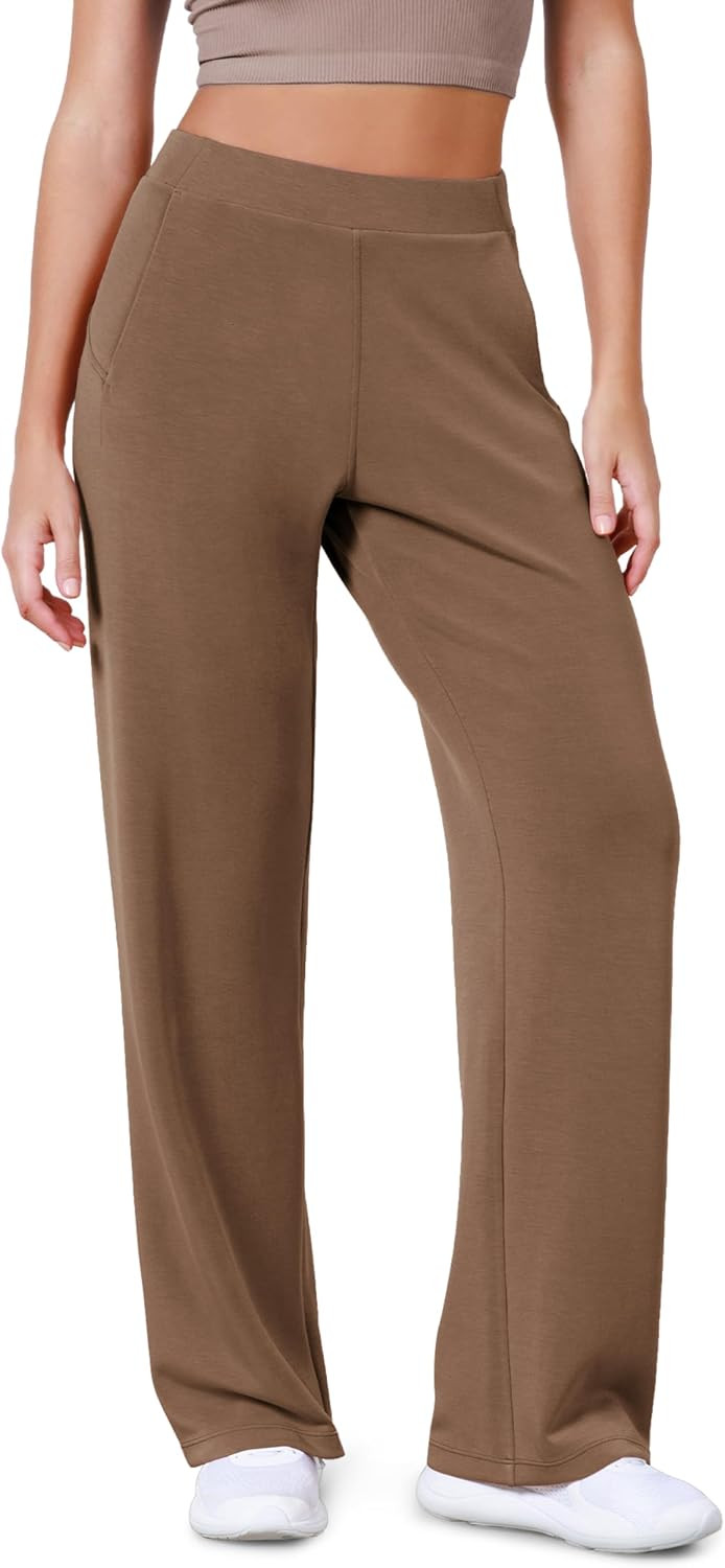 ODODOS Women's Modal Soft Wide Leg Pants Elastic High Waist Casual Lounge Relaxed Pants with Pockets - 27"/ 29" / 31" Inseam | Amazon (US)