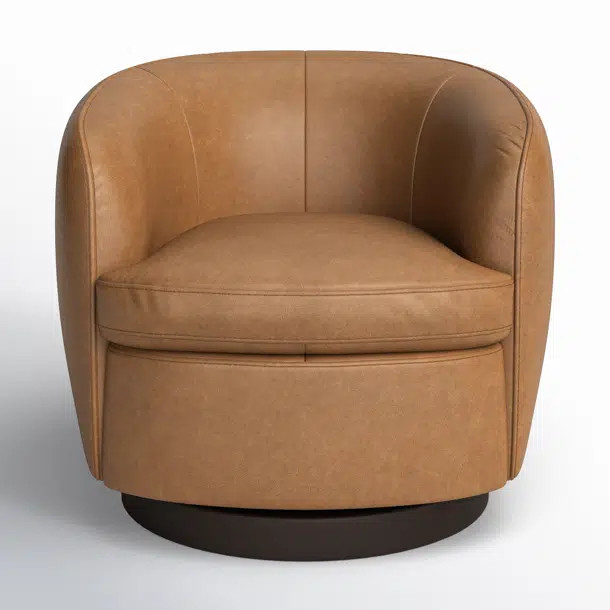 Marcy Genuine Leather Swivel Barrel Chair | Wayfair North America