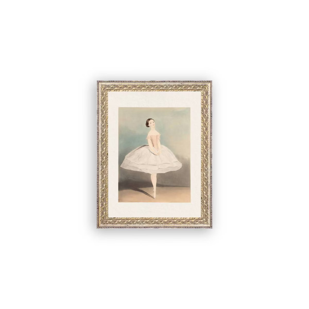 Petal Lane 12"x16" Ballerina Wall Art: Vintage Style, Framed Mixed Media, Gold Frame, Sawtooth Ba... | Target