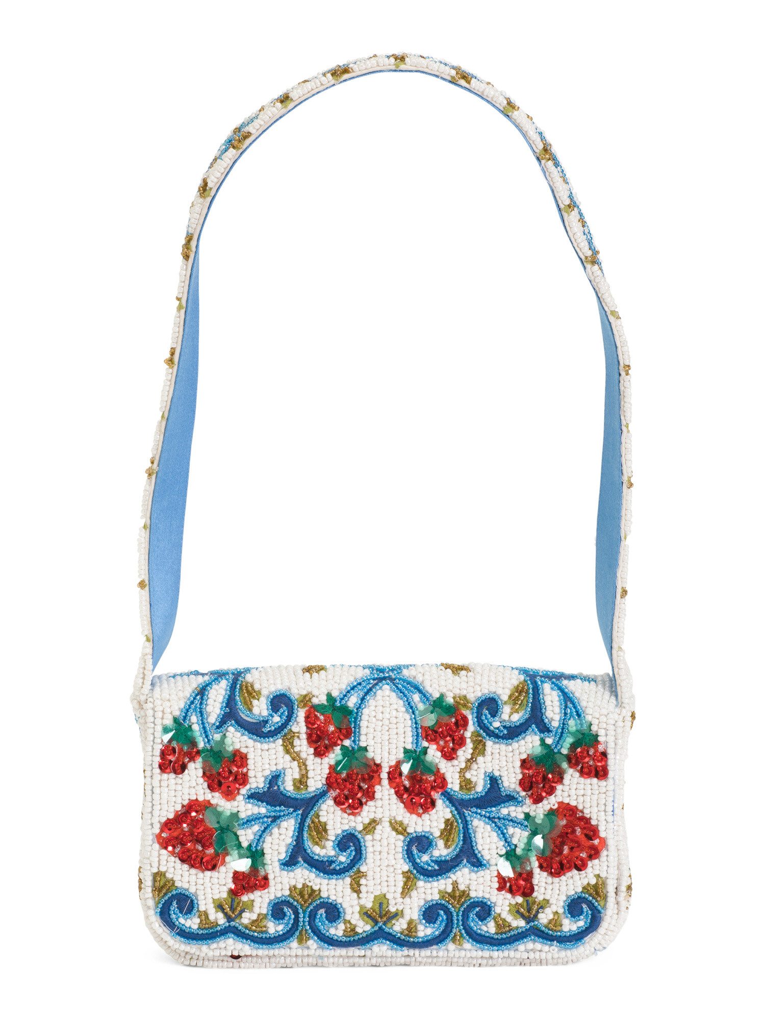 Beaded Strawberry Print Handbag | TJ Maxx