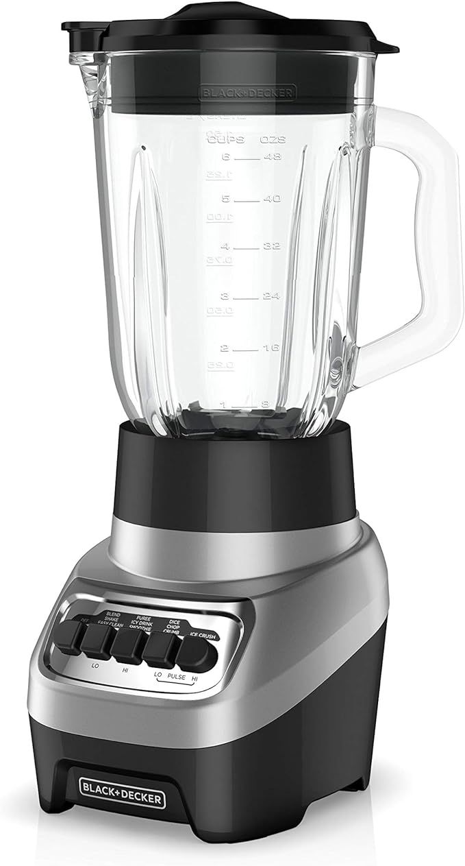 BLACK+DECKER PowerCrush Multi-Function Blender with 6-Cup Glass Jar, 4 Speed Settings, Silver | Amazon (US)
