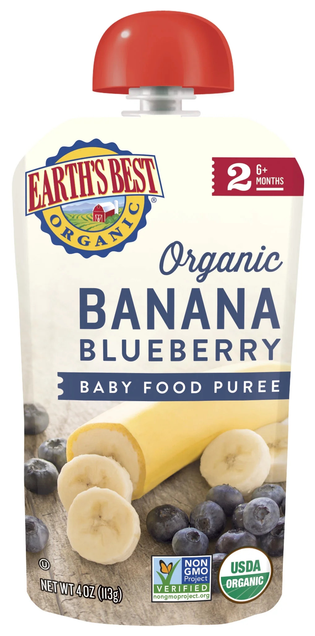 Earth's Best Organic Stage 2 Baby Food, Banana Blueberry, 4 oz Pouch | Walmart (US)