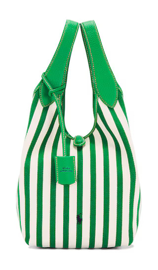 Polo Play Striped Canvas Medium Tote in Parrot & White | Revolve Clothing (Global)