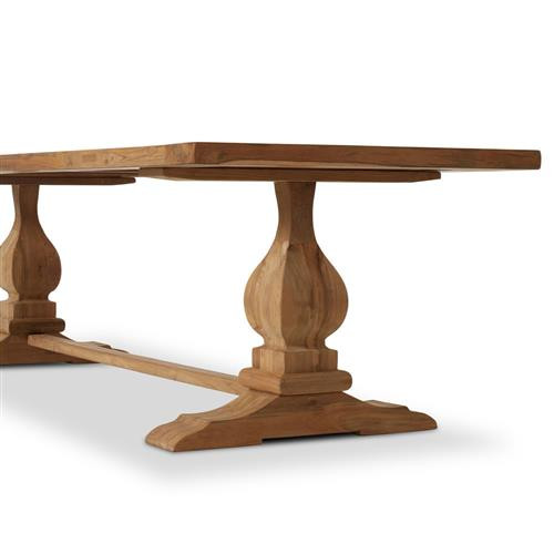 Fynn French Country Natural Reclaimed Teak Outdoor Dining Table - 111" | Kathy Kuo Home