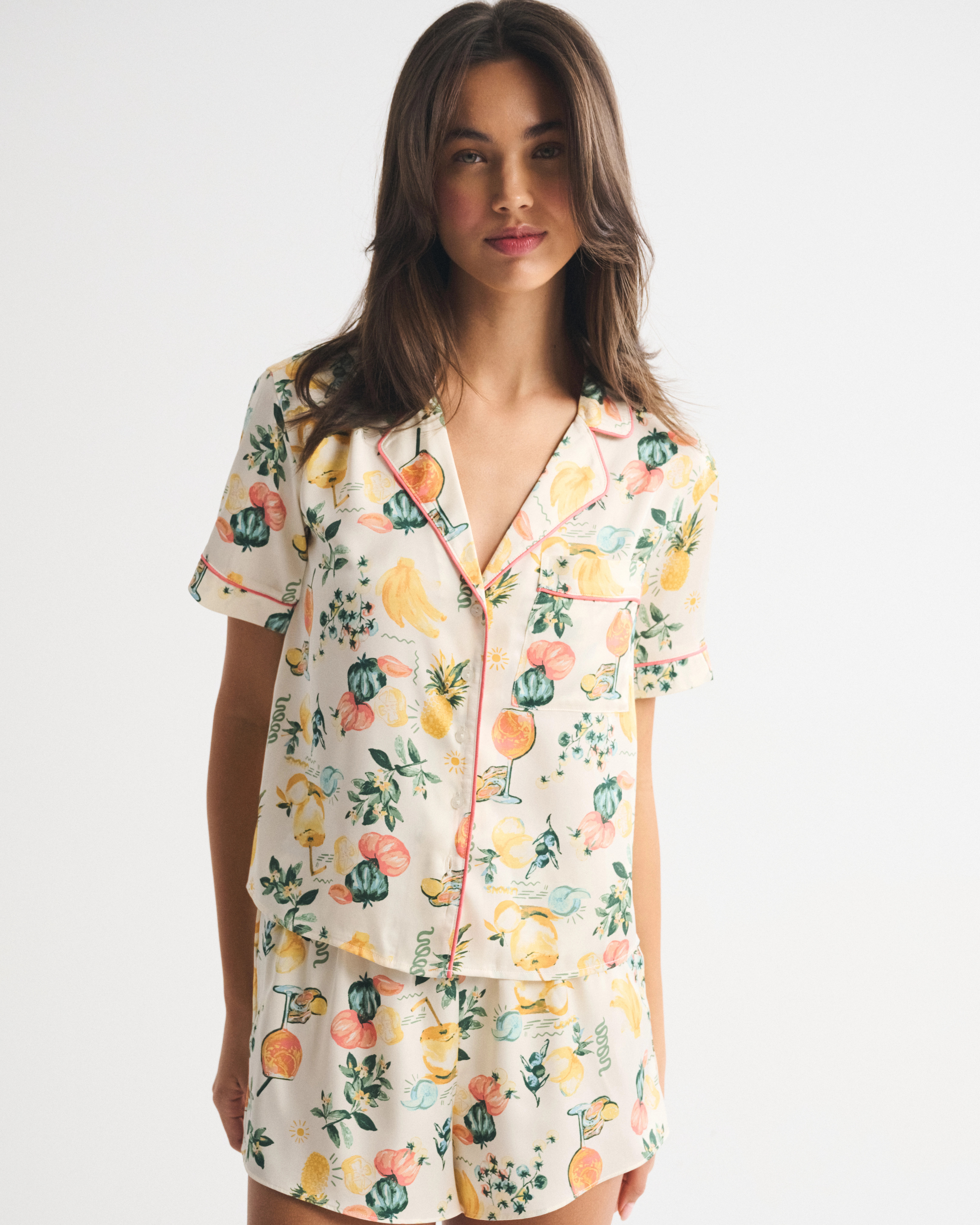 Short-Sleeve Satin Sleep Shirt | Abercrombie & Fitch (US)