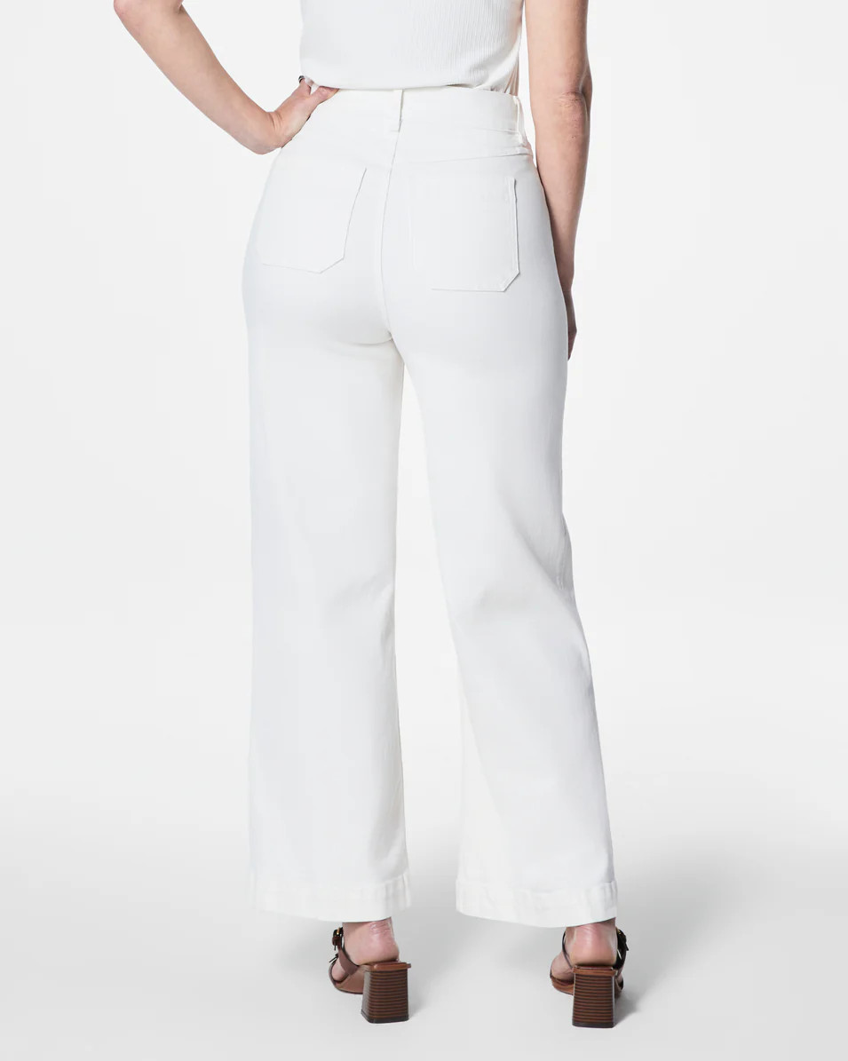 Cropped Wide-Leg Jeans, White | Spanx