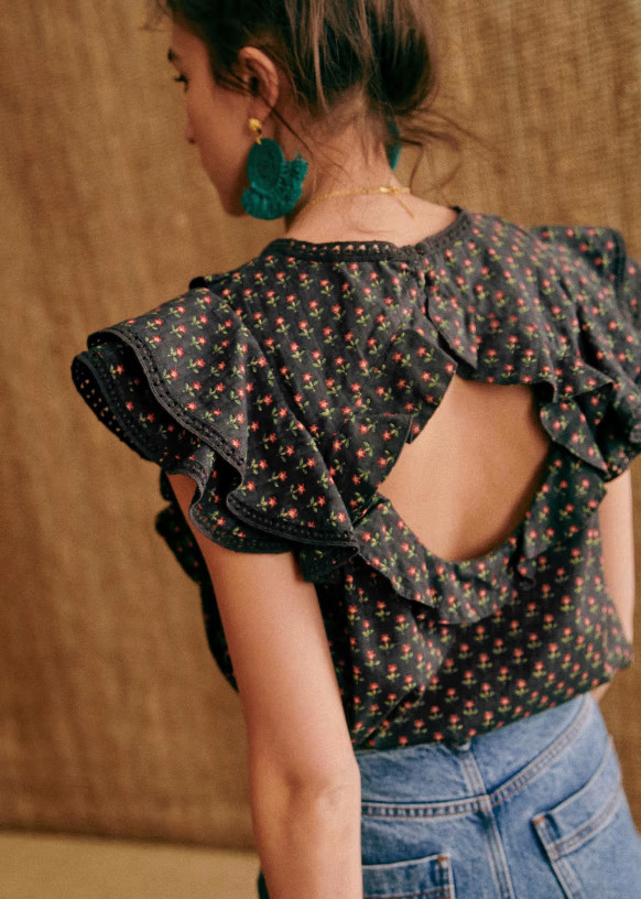 Florencina Blouse - Mini flower pattern - Organic Cotton - Sézane | Sezane Paris