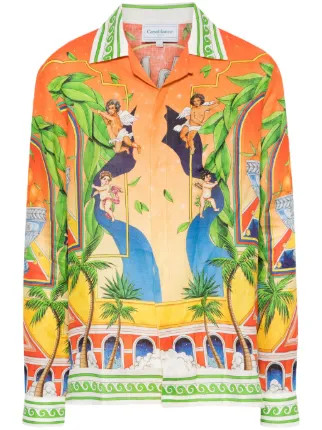 Casablanca Trophy Linen Shirt | Orange | FARFETCH UK | Farfetch Global